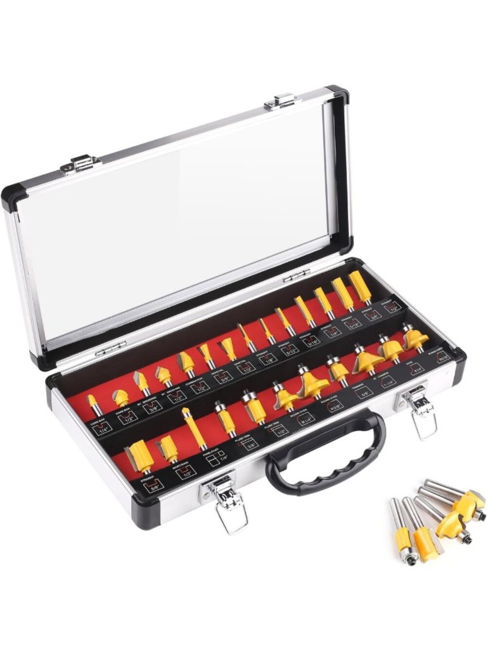 25-Piece Tungsten Carbide Router Bit Set, 1/4" Shank for DIY & Pro Carpenters